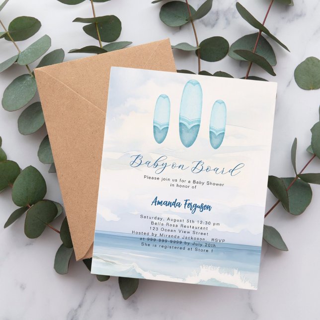 Baby an Bord Surfbrett Baby Dusche Einladung (Von Creator hochgeladen)