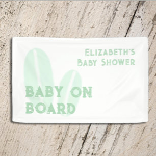 Baby an Bord Surfbrett Beach Wasserfarbe Babydusch Banner