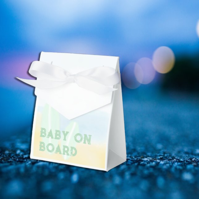 Baby an Bord Surfbrett Beach Wasserfarbe Babydusch Geschenkschachtel (Von Creator hochgeladen)