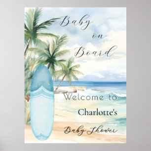 Baby an Bord Surfbrett Begrüßung Baby Dusche Poster
