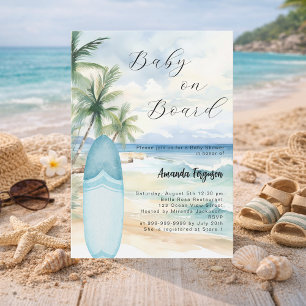 Baby an Bord Surfbrett Blue Boy Beach Baby Dusche Einladung