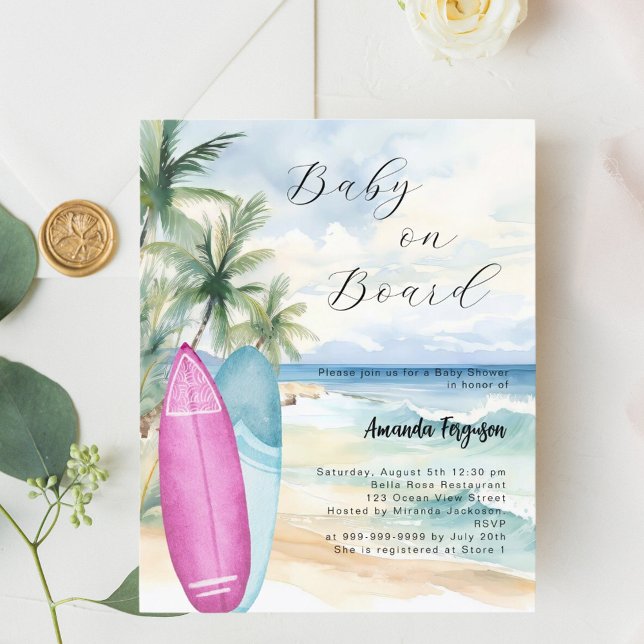 Baby an Bord Surfbrett Girl Junge Beachdusche (Von Creator hochgeladen)