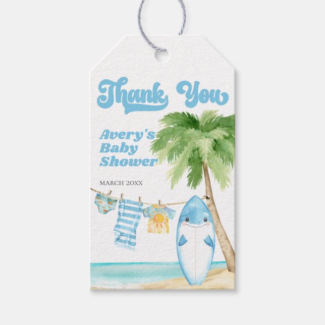 Baby an Bord Surfbrett Kinderdusche Geschenkanhänger (Vorderseite)