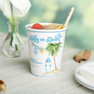 Baby an Bord Surfbrett Kinderdusche Pappbecher