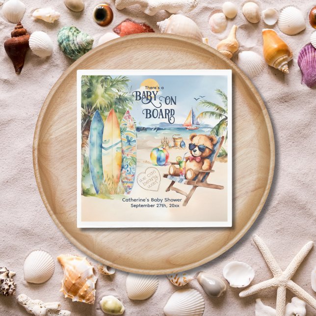 Baby an Bord Surfbrett Teddy Bear Baby Dusche Serviette (Von Creator hochgeladen)