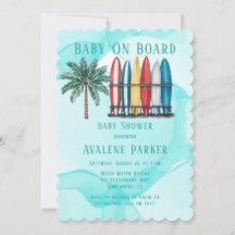 Baby an Bord Surfen Aquamarine Babydusche