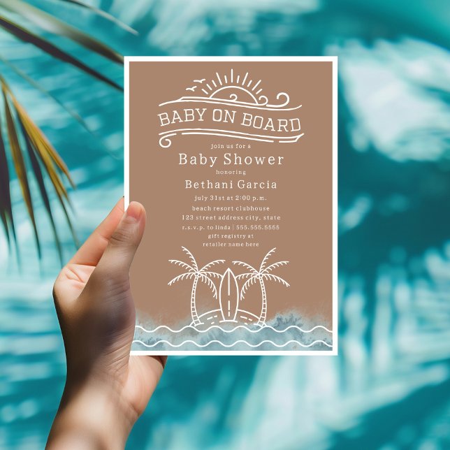 Baby an Bord Surfen Neutral Beach Baby Dusche Einladung (Von Creator hochgeladen)