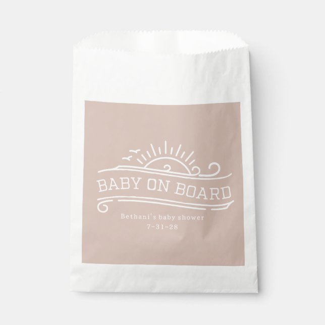 Baby an Bord Surfen Pink Baby Dusche Geschenktütchen (Vorderseite)