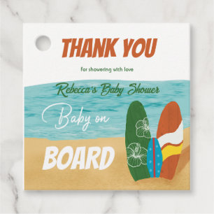 Baby an Bord Surfen Tropical Beach Baby Dusche Geschenkanhänger