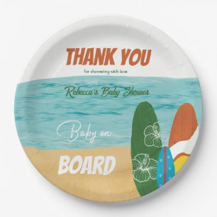 Baby an Bord Surfen Tropical Beach Baby Dusche Pappteller