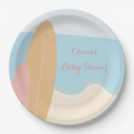 Baby an Bord Surfing Beach Baby Dusche Pappteller