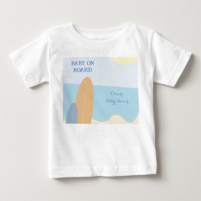 Baby an Bord Surfing Beach Baby Dusche T-shirt (Vorderseite)
