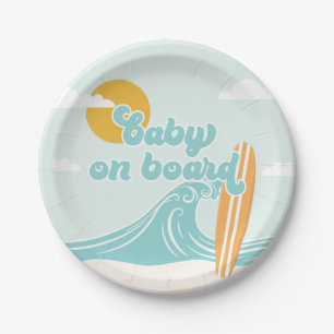 Baby an Bord Surfstrand-Baby-Party Pappteller