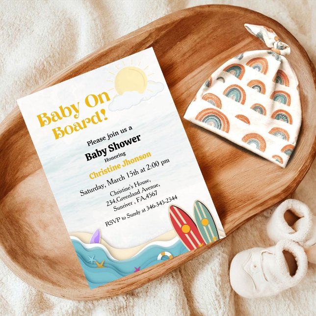 Baby an Bord Surfstrand Babydusche Einladung (Von Creator hochgeladen)
