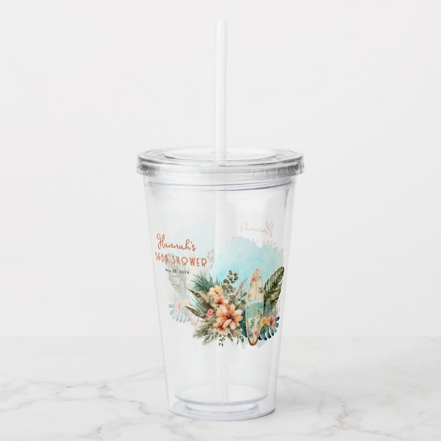 Baby an Bord Tropical Surf Neutral Baby Dusche Acryltrinkbecher (Vorderseite)
