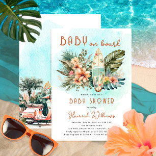 Baby an Bord Tropical Surf Neutral Baby Dusche Einladung