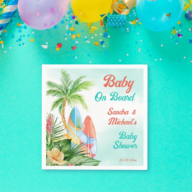 Baby an Bord Tropical Surfbaby Dusche nach Maß Serviette (Von Creator hochgeladen)