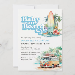 Baby an Bord Wassercolor Beach Surf Baby Dusche Einladung