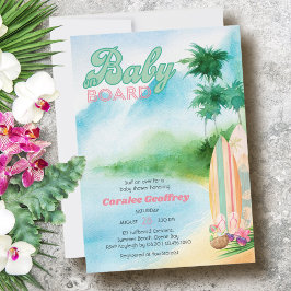 Baby an Bord Wassercolor Surfbrett Beach Baby Dusc Einladung