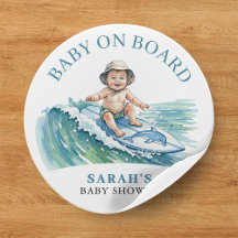 Baby an Bord Wasserfarbe Surfbabydusche