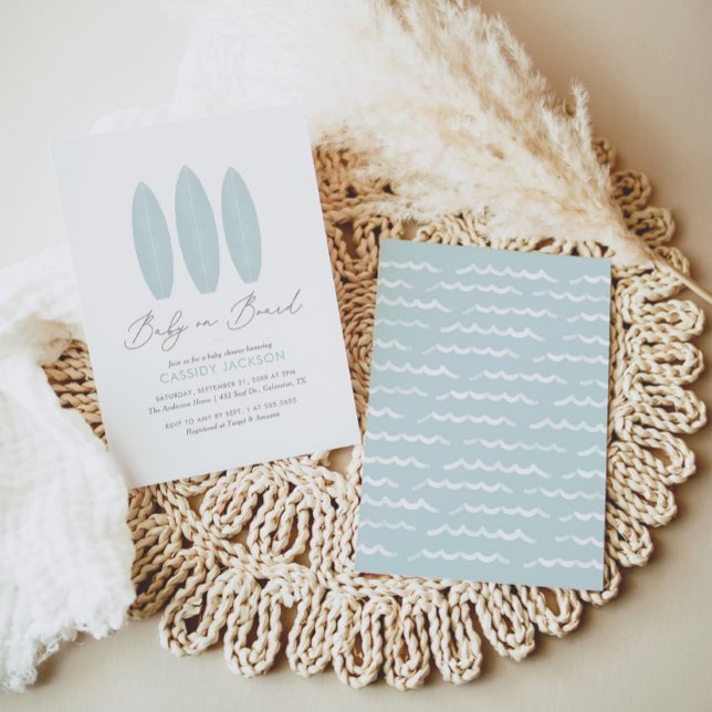 Baby an Bord Wasserfarben Surfbrett Babydusche Einladung (Von Creator hochgeladen)