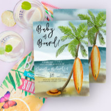 Baby an Bord Wasserfarben Surfstrand Babydusche