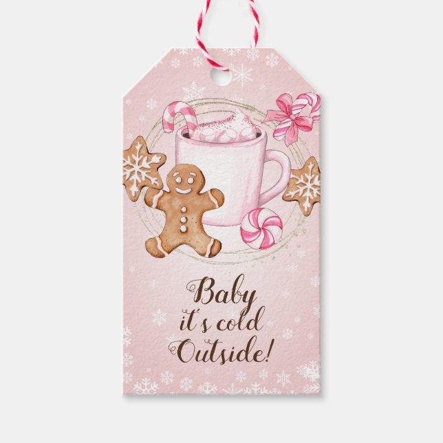 Baby an der kalten Geschenkmarke Geschenkanhänger (Vorderseite)