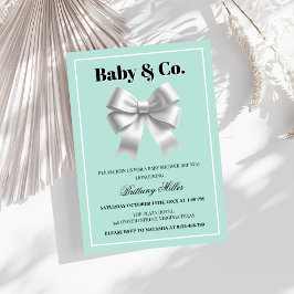 Baby and Co. Silver Bow Baby Dusche Einladung
