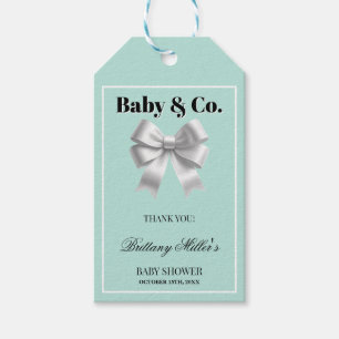 Baby and Co. Silver Bow Whimsy Baby Shower Geschenkanhänger
