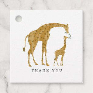 Baby and Mama Giraffe Fütternd Time Baby Shower Geschenkanhänger
