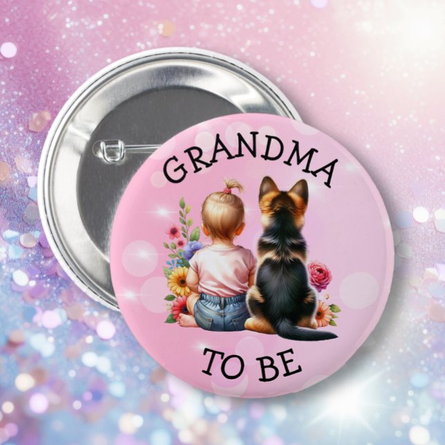 Baby and Puppy Grandma zu Baby Dusche Button (Von Creator hochgeladen)