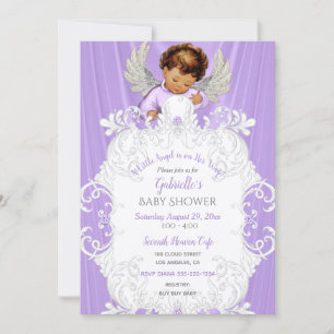 Baby Angel Lavender Silver Medium Skin Tone Einladung