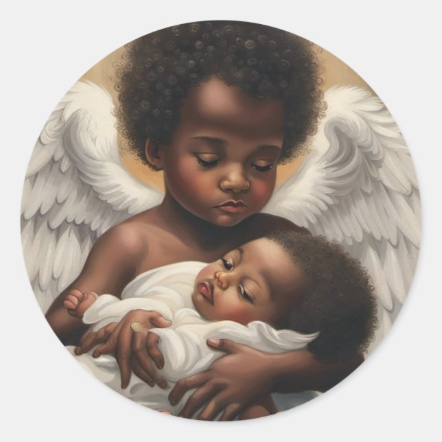 Baby Angels Runder Aufkleber (Vorderseite)