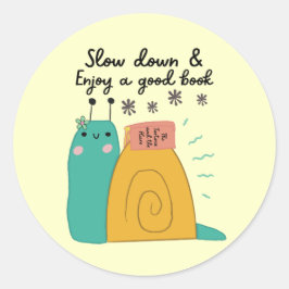 Baby Animal Book Log Cartoon Snail Doodle Runder Aufkleber