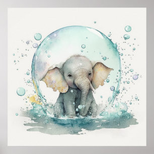 Baby Animal for Kinderzimmer, Niedliches Elefanten Poster