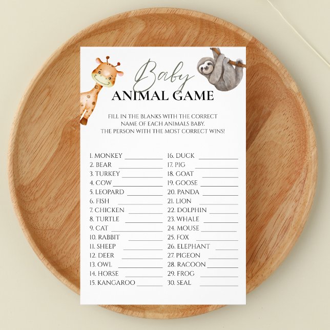 Baby Animal Game Wild One Safari Baby Shower Flyer (Von Creator hochgeladen)
