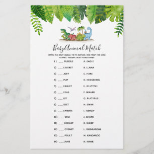 Baby Animal Match Dinosaur Baby Shower Game