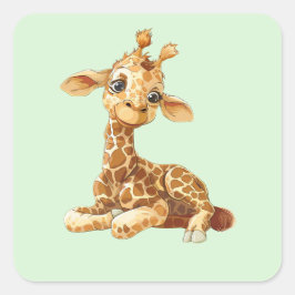 Baby Animal Niedlich Sweet Giraffe Cartoon Modern Quadratischer Aufkleber