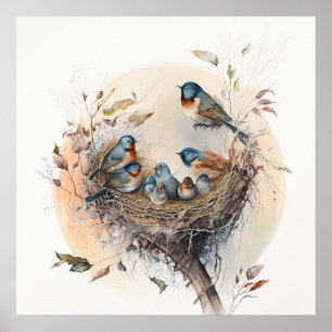 Baby Animal Prints for Kinderzimmer, Bird Family P Poster