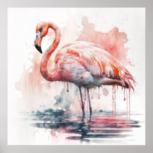 Baby Animal Prints für Kinderzimmer, Flamingo Post Poster