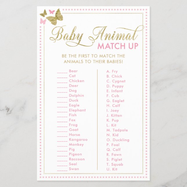 Baby Animal Quiz Baby Showspiel Flyer (Vorne)