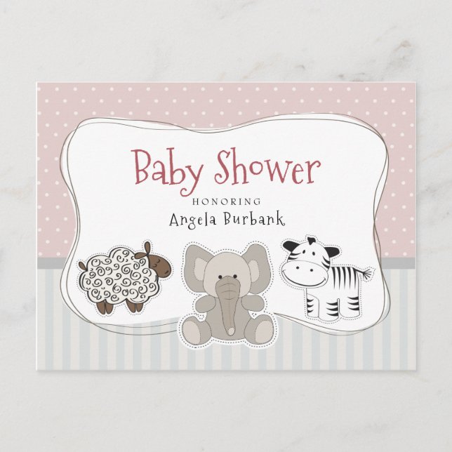 Baby Animals Baby Shower Einladung (Vorderseite)