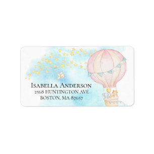 Baby Animals Hot Air Ballon Babydusche Adressaufkleber