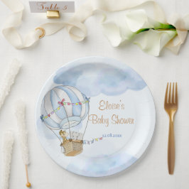 Baby Animals Hot Air Ballon Babydusche Pappteller