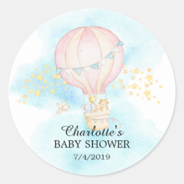 Baby Animals Hot Air Ballon Ride Baby Dusche Runder Aufkleber