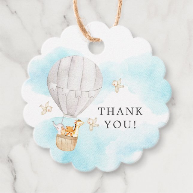 Baby Animals Hot Air Ballon Rive Gefallen Geschenk Geschenkanhänger (Vorderseite)