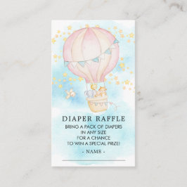 Baby Animals Hot Air Ballon Windeln Raffle Ticket Begleitkarte