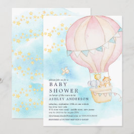 Baby Animals Hot Air Balloon Ride Baby Girl Dusche Einladung