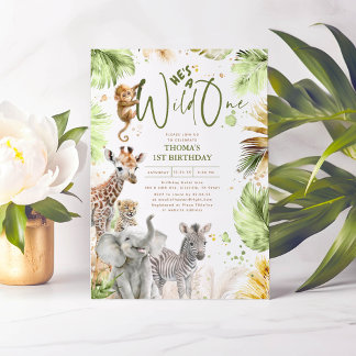 Baby Animals Jungle Safari Wild 1. Geburtstag Einladung