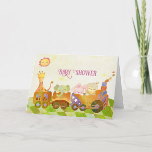 Baby Animals on Choo Choo Train: Baby Shower Einladung